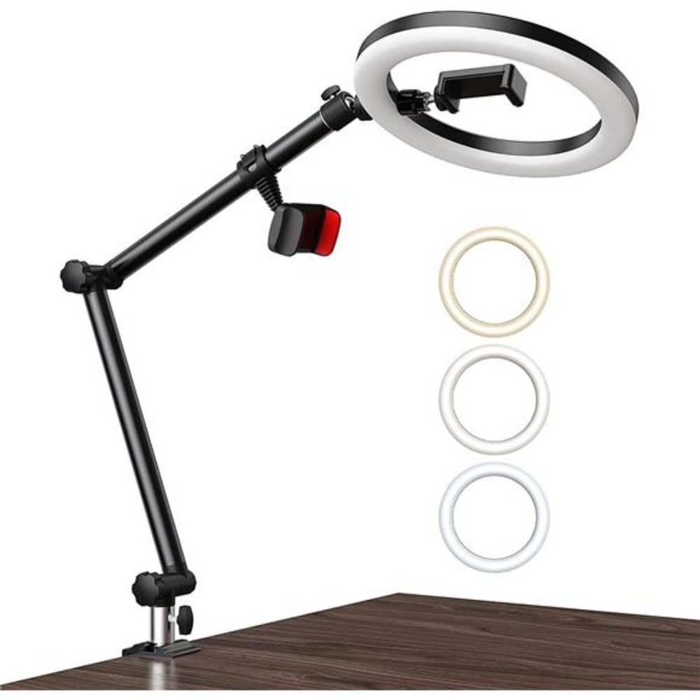 Ring Light with Stand and Phone Holder, USB 10'' Ring Light for Desk